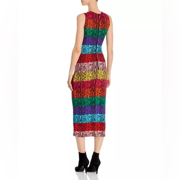 ALICE + OLIVIA Delora Rainbow Snake Print Midi Dress VGUC - Picture 5 of 16